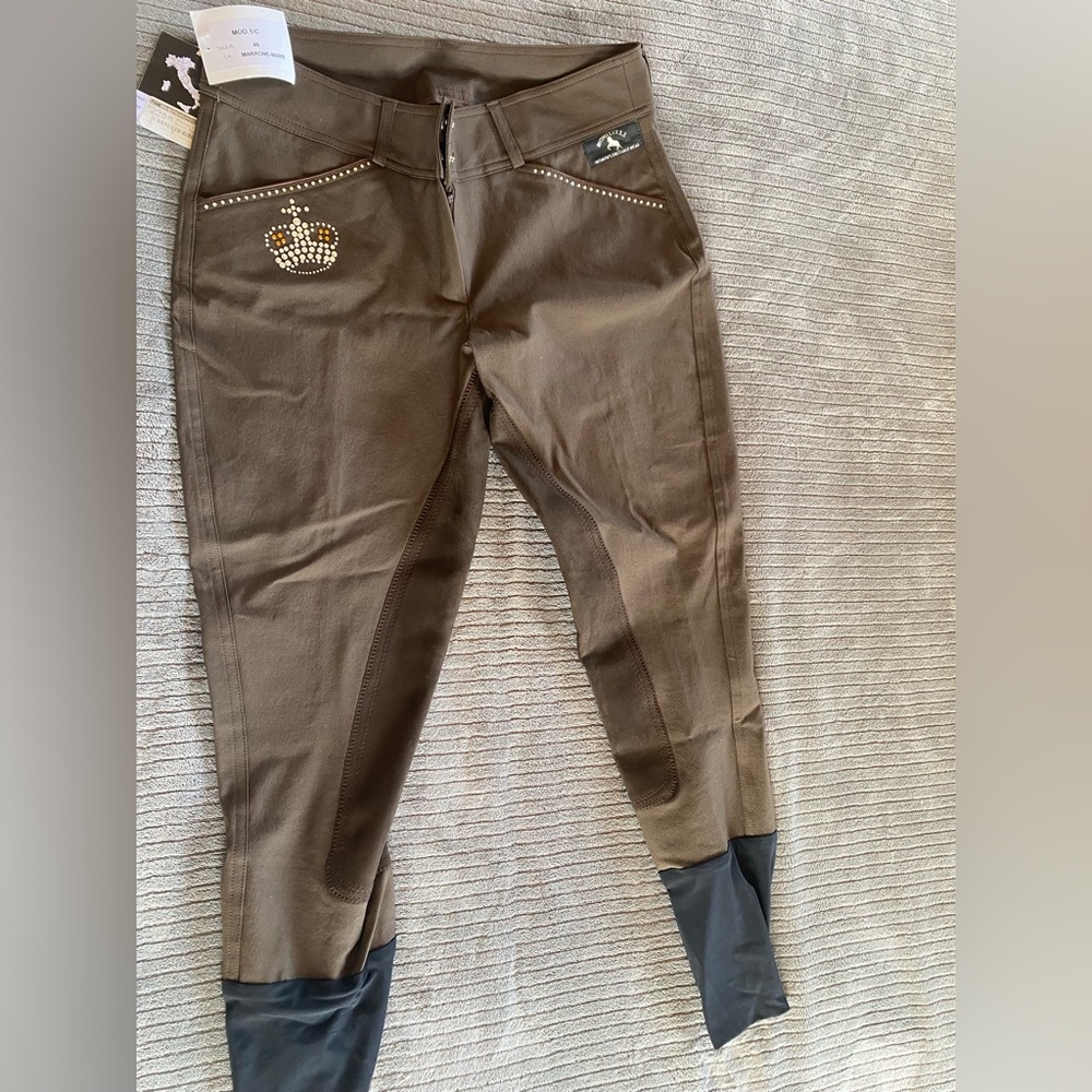 Breeches, Full seat. Made in Italy, size 48R NWT, dark brown